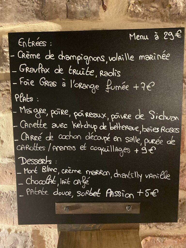 Carte du soir à l'ardoise du restaurant Félicie, le panier moyen qui nourrit le business plan d'un restaurant